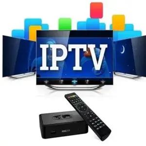 IPTV France affiché sur un téléviseur avec interface moderne.